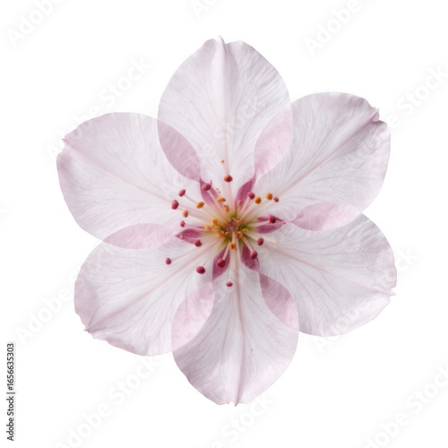 Delicate pink cherry blossom flower isolated on transparent background