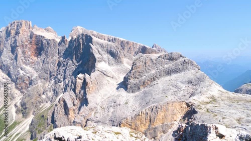 Panoramic view from Cima Rosetta on the Pale di San Martino, Dolomites, Italy