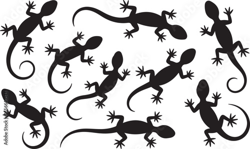 Lizard Silhouette Vector Collection for Reptile and Wildlife Illustrations