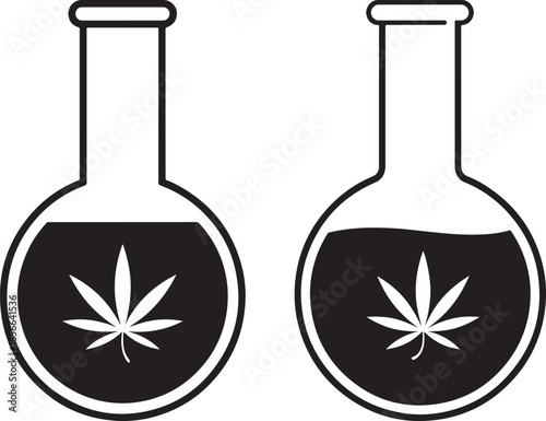 Two cannabis infused flasks silhouette