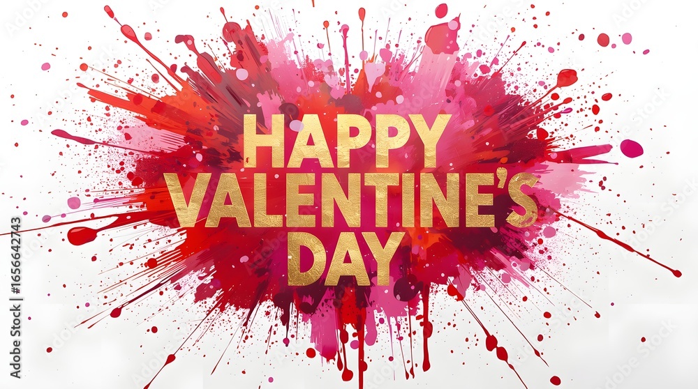 Obraz premium Happy Valentines Day Celebration Poster with Colorful Splatters