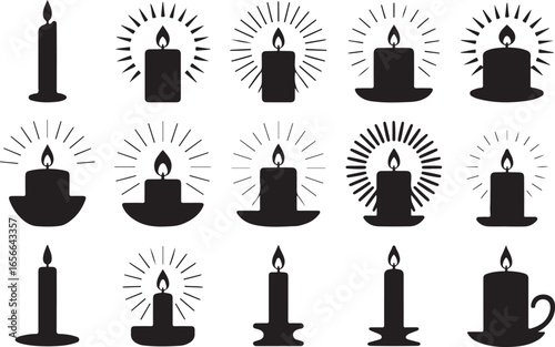 Single Candle Flame Vector Illustration with Soft Light and Simple Style