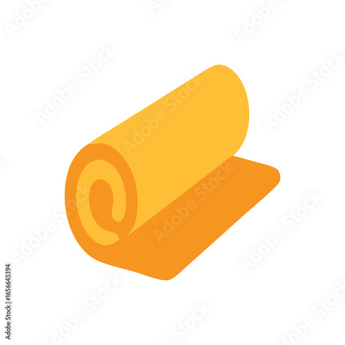 Yellow rolledup towel or yoga mat on a white background. Suitable for wellness blogs, fitness websites, spa advertisements, and yoga studio promotions.