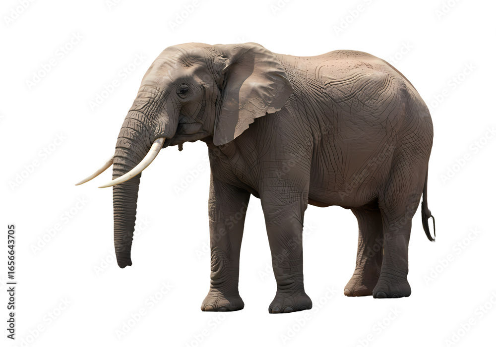 Obraz premium African Elephant: Majestic Creature on White Background
