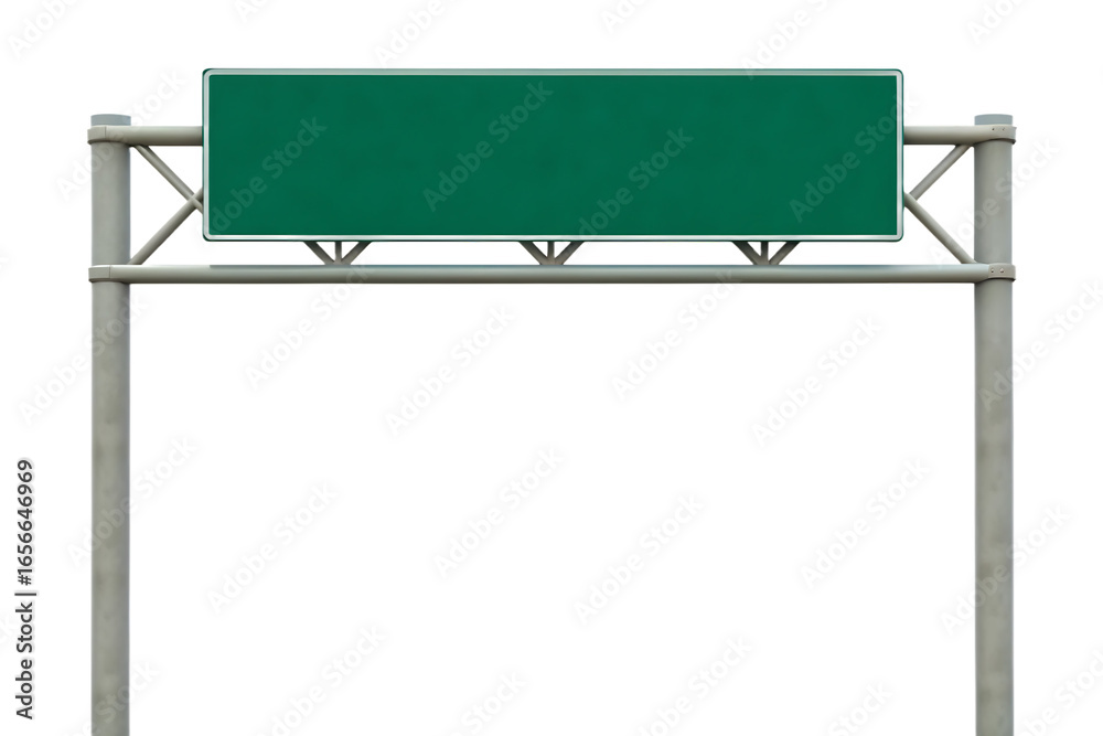 Obraz premium Green highway sign blank isolated on a transparent background