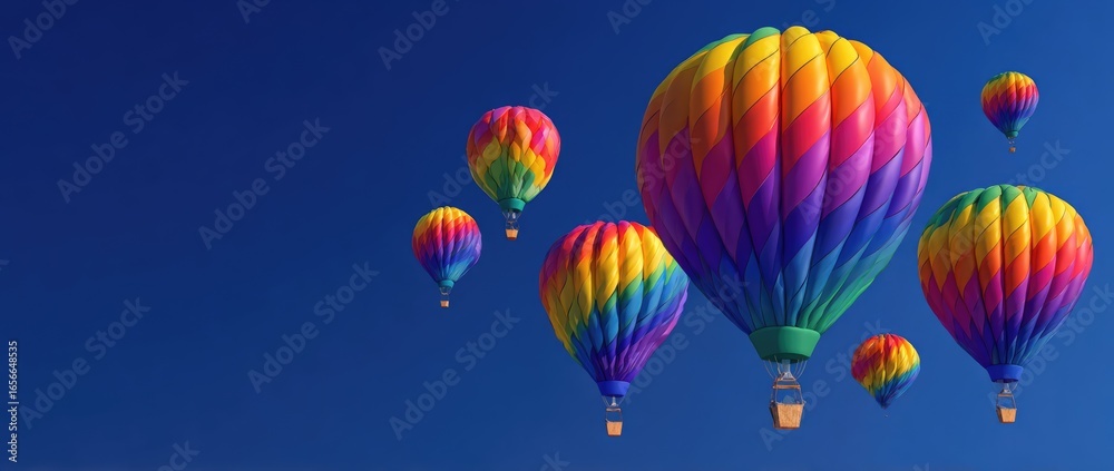 Fototapeta premium Colorful hot air balloons against a clear blue sky