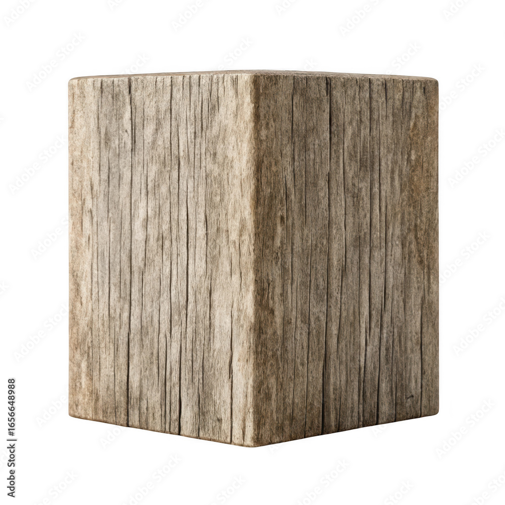 Fototapeta premium 3d weathered wooden cube with textured surface
