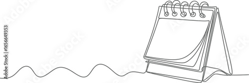 Desk Calendar Continuous Line Drawing with Minimalist Design and Transparent Background