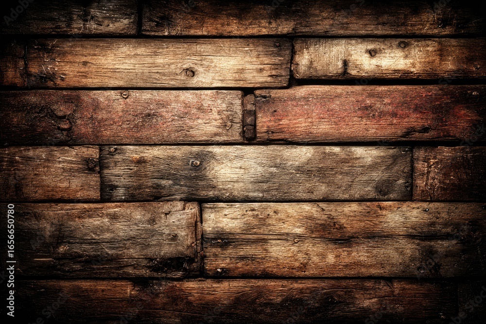 Fototapeta premium Weathered, horizontal wooden planks