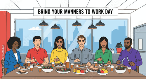 Bring Your Manners to Work Day Diverse Team Lunch