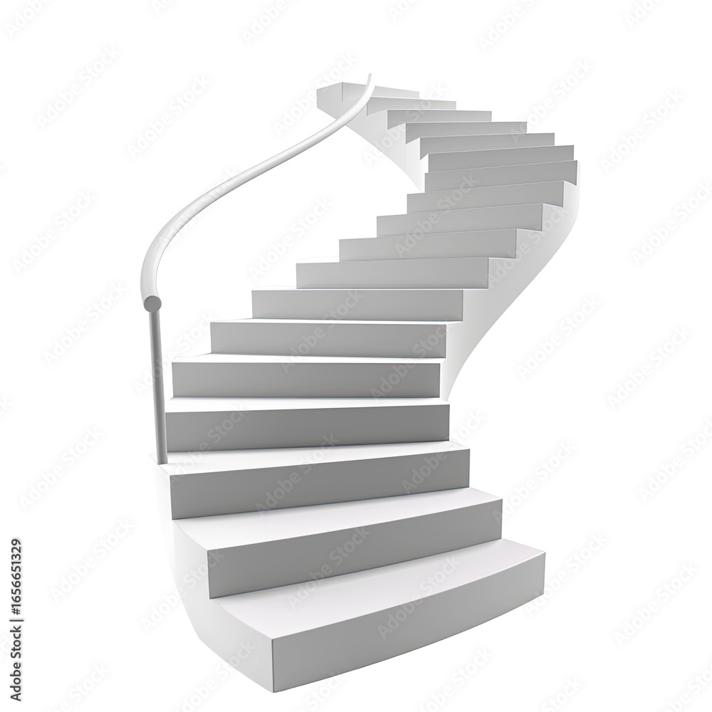 custom made wallpaper toronto digitaland keyword list for the image provided, following the requested format.. White Steps Ascending Curving Staircase Inside Building