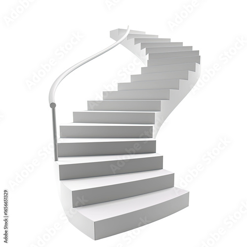 Wallpaper Mural and keyword list for the image provided, following the requested format.. White Steps Ascending Curving Staircase Inside Building Torontodigital.ca