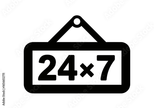 Open All Day: The timeless symbol of relentless availability, this graphic, with its bold declaration of 24/7, is a visual testament to constant service and unwavering commitment. 