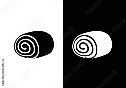  Yin and Yang Rolls: Abstract representation of rolls using simple geometric shapes, symbolizing balance and duality, perfect for minimalist designs and food-related concepts. 