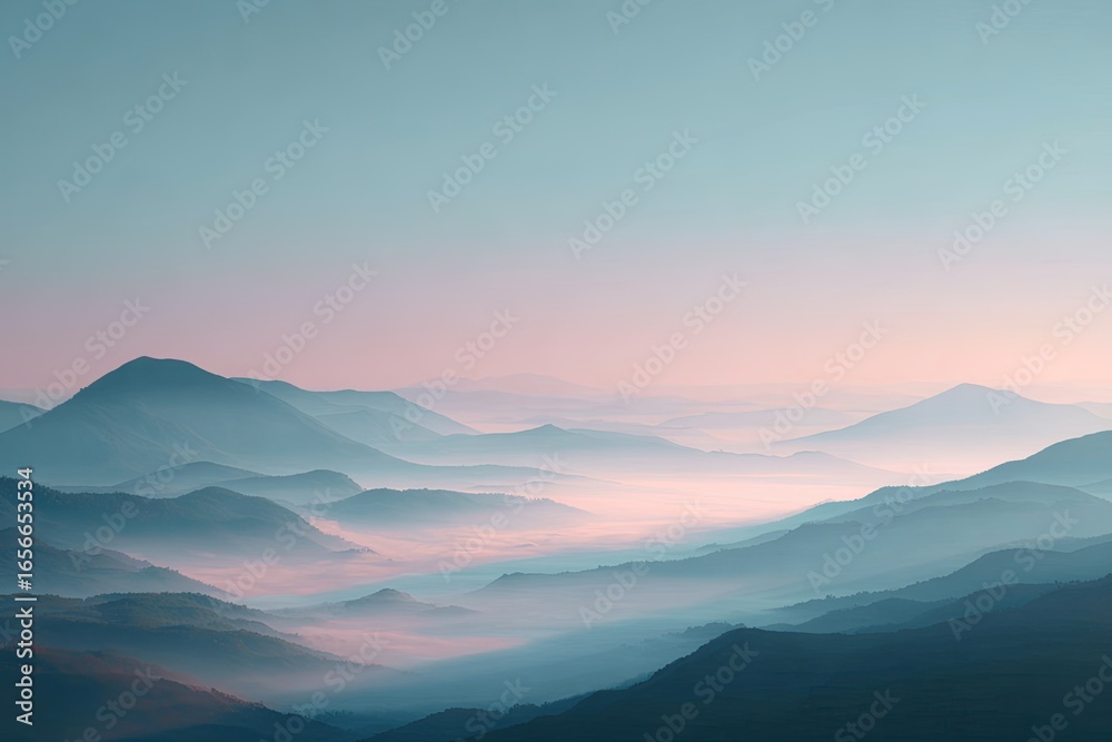 Obraz premium Misty mountain range at dawn (1)