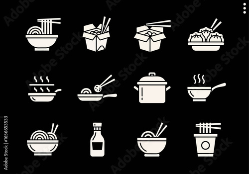 Delicious Delight Icons: A collection of sleek, minimalist icons showcases a variety of culinary items.