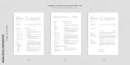Minimal resume and cv and cover letter set