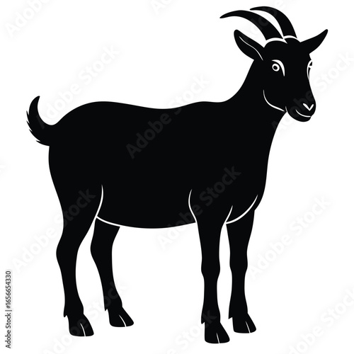 goat silhouette set, farm animal vector illustration, livestock black shape, countryside agriculture artwork, rustic goat graphic design