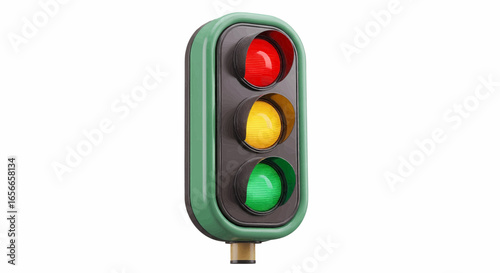 A detailed vector illustration of a 3D traffic light icon.