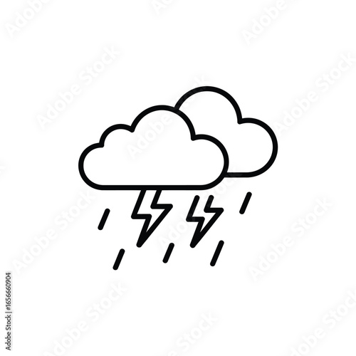 Stormy weather icon with clouds rain and lightning