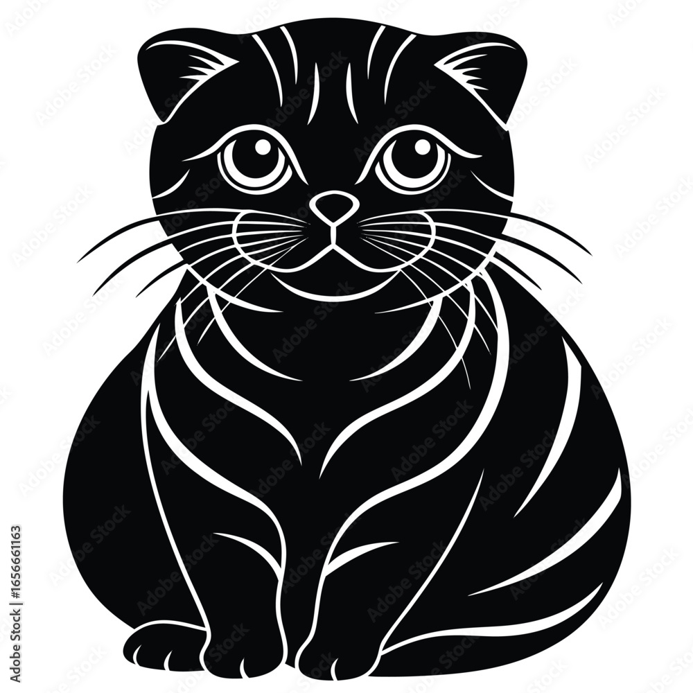 Obraz premium Cat Silhouettes Vector Illustration, perfect for Halloween, cat lovers. Features various cat poses, paw prints. Ideal for pet, animal, feline, domestic, house cat themes