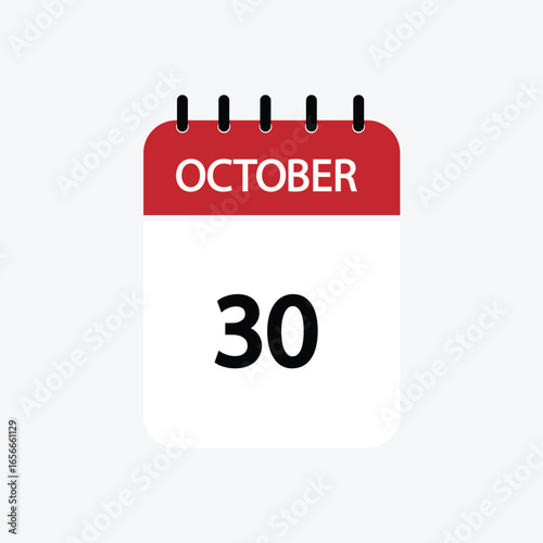 30 october calendar october calendar vector illustration