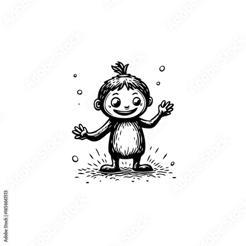 Enchanting illustration of a cute character radiating happiness and positivity in a whimsical design art