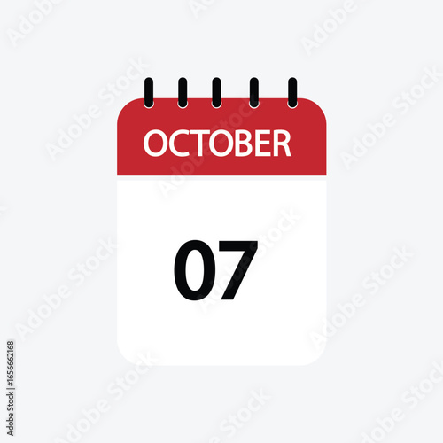 7 october calendar october calendar vector illustration