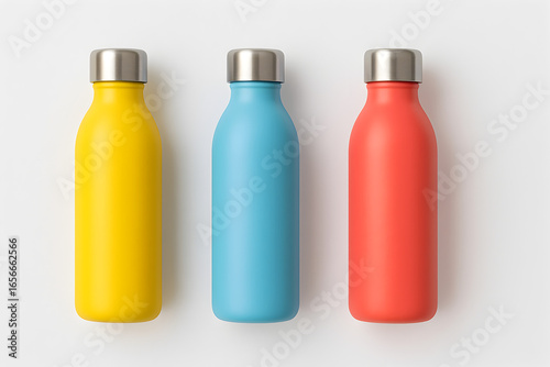 Minimalist metal water bottles with vibrant colors for lifestyle and branding