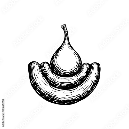Minimalist banana and fruit illustration perfect for healthy living blog or organic food product logo design