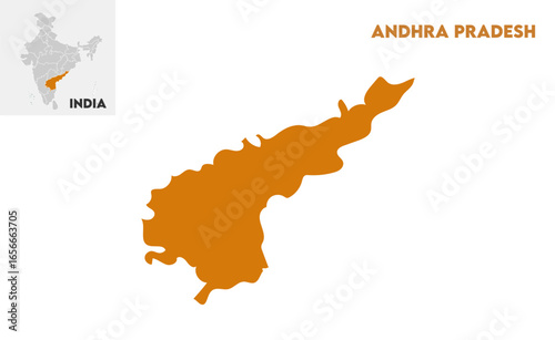 Andhra Pradesh map, Indian states, suitable for education, business, presentations, print, web use, and creative geographic projects. Indian union territory.