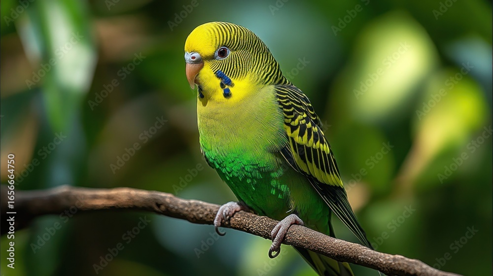 Naklejka premium Close-up of a vibrant parakeet perched