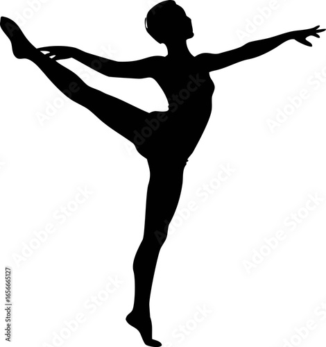 Silhouette of a ballet dancer in an elegant arabesque pose