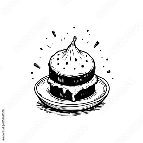 Delicious chocolate cake with creamy frosting a tempting treat illustration for menu design bakery