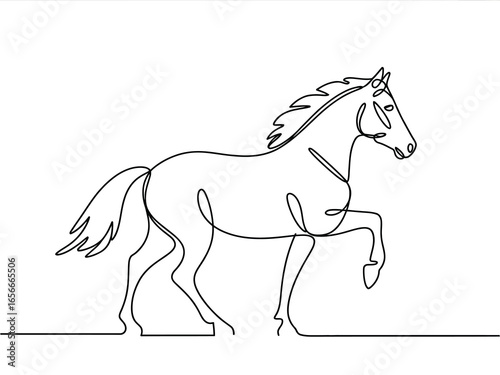 Elegant single line drawing of a majestic horse in motion