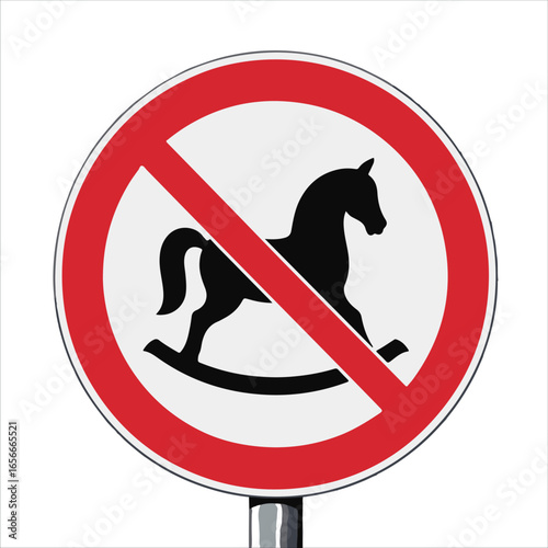 No rocking horses allowed sign