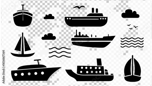Set sail with these charming boat icons for nautical adventures and travel themes, perfect for designs