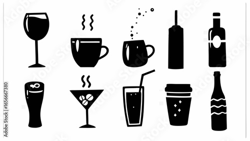 Hand drawn drinks collection for menu design, perfect for restaurants or bars, originally a scalable vector graphic
