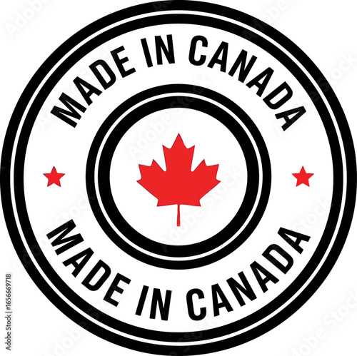 Official circular emblem featuring the iconic red maple leaf and the prominent text made in canada signifying canadian origin and quality