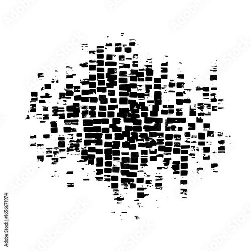 Abstract black and white grunge pattern of scattered squares texture design background vector art