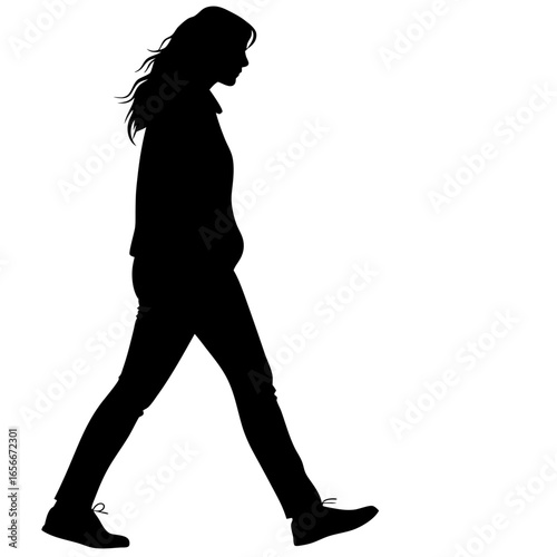 Silhouette of a woman walking