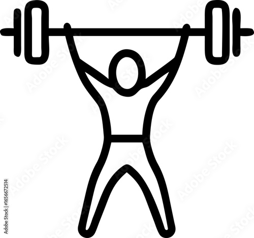 Simple line icon of a person lifting a barbell