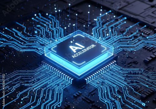 Ai accelerator chip technology concept for machine learning and deep learning applications design