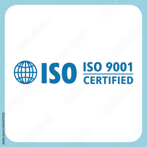 Iso 9001 certified logo emblem representing quality management systems and international standards for business excellence