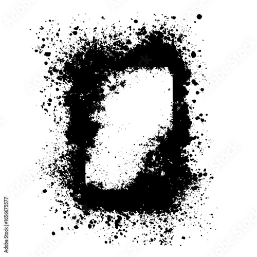 Grunge black frame vector illustration with splatters and paint texture for graphic design use one hundred