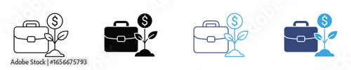 Business Investment icon set in outline and flat style , vector illustration.