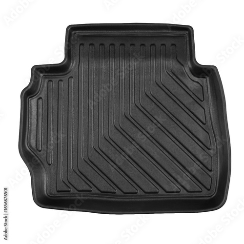 Car rubber floor mat isolated on transparent background – automotive accessory for interior protection