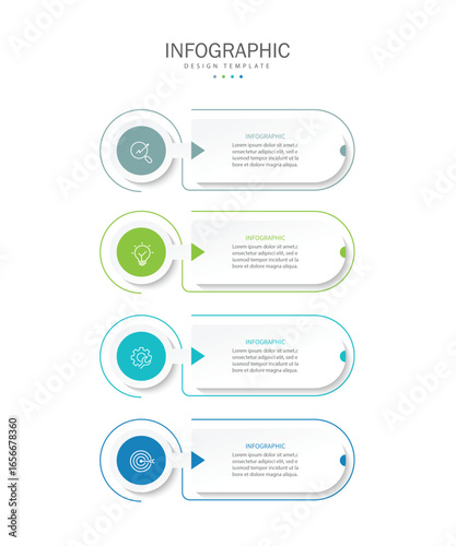 Business infographic template. 4 Step timeline journey. Process diagram, Infographic elements vector illustration.	