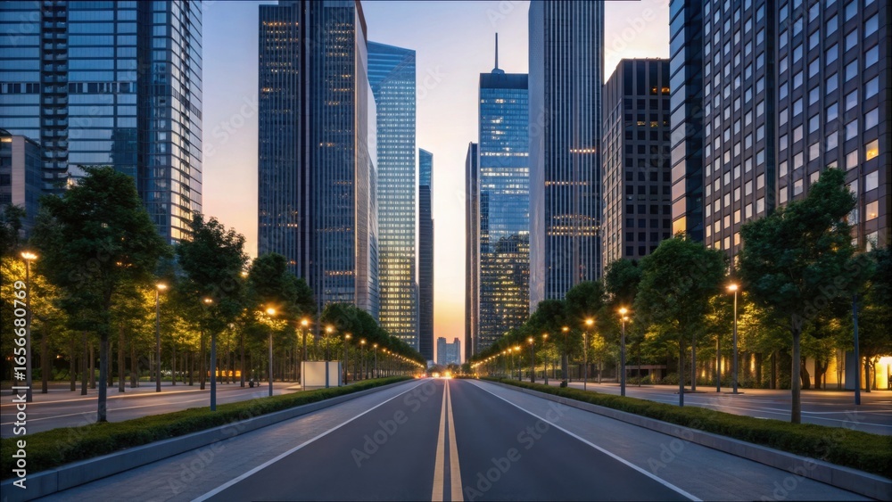 Fototapeta premium Modern Architecture with Sustainable Elements in Urban Environment