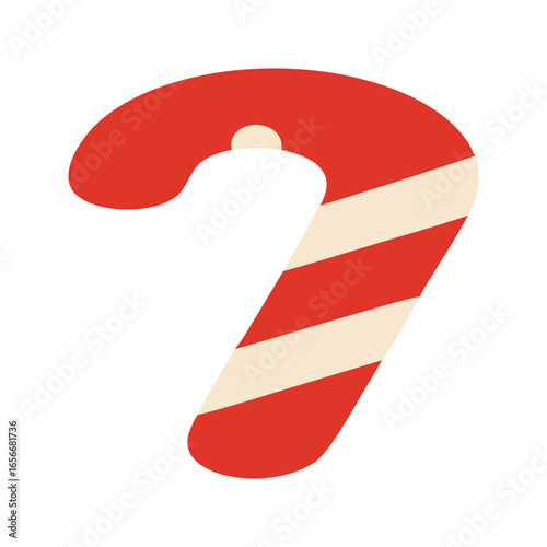 Red and white striped christmas candy cane, perfect for holiday designs, greeting cards, decorations, and festive graphic projects.